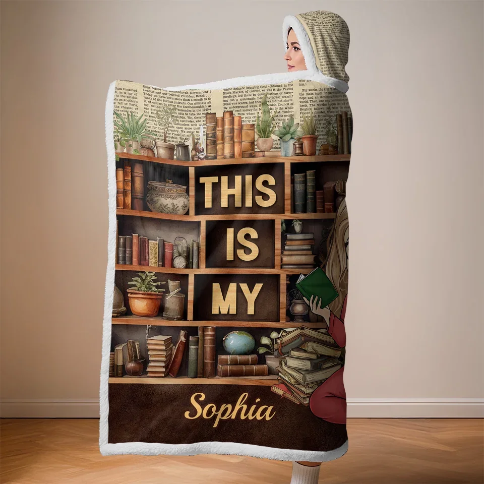 This Is My Book Reading Blanket - Personalized Custom Snuggle Blanket, Hoodie Blanket - Christmas Gift For Book Lovers - Image 5