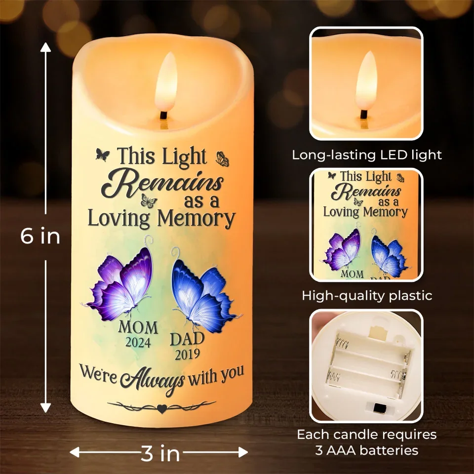 This Light Remains As A Loving Memory - Memorial Personalized Custom LED Candle - Christmas Gift, Sympathy Gift For Family Members - Image 4