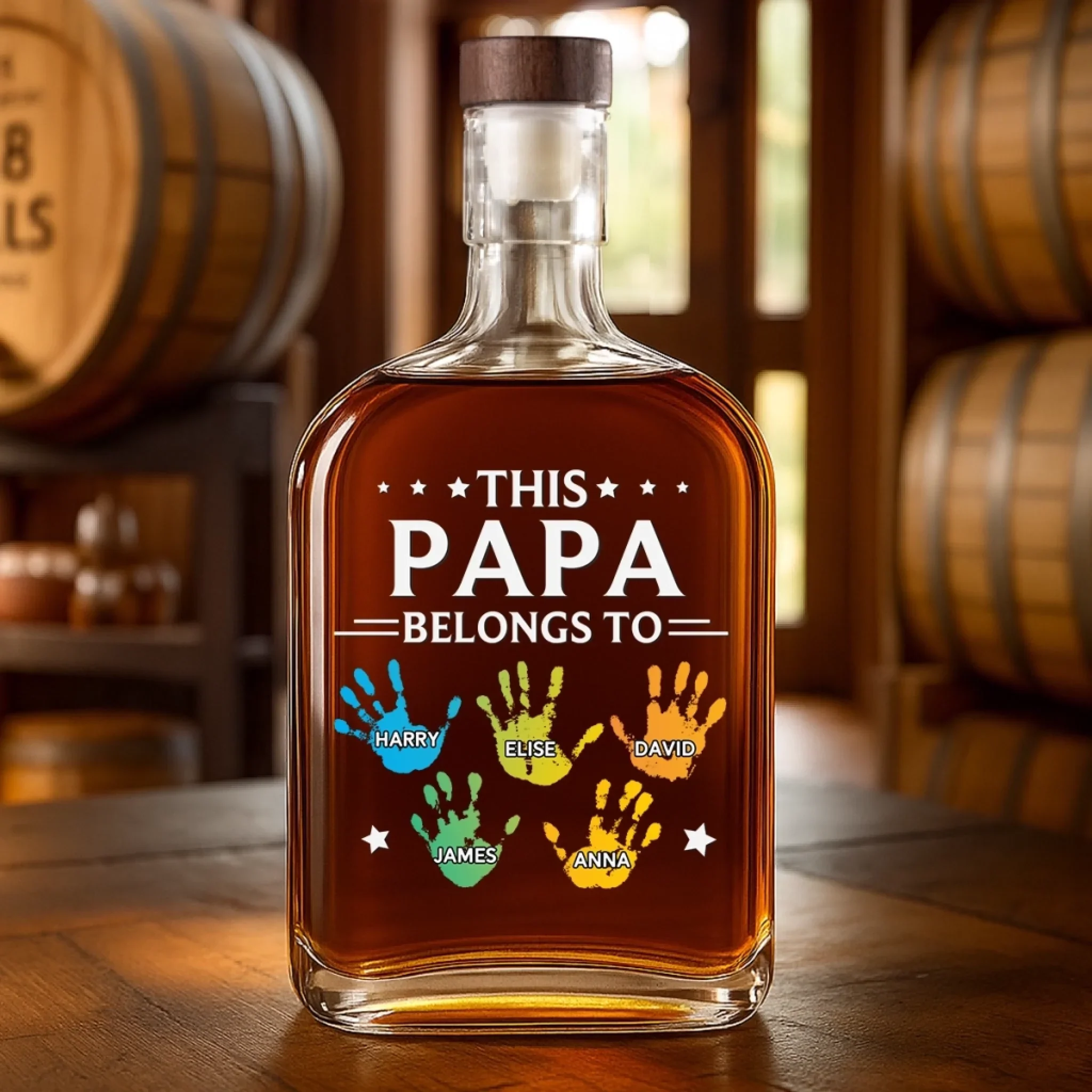 This Papa Is Powered By Love - Family Personalized Custom Whiskey Bottle - Father's Day, Gift For Dad, Grandpa - Image 4