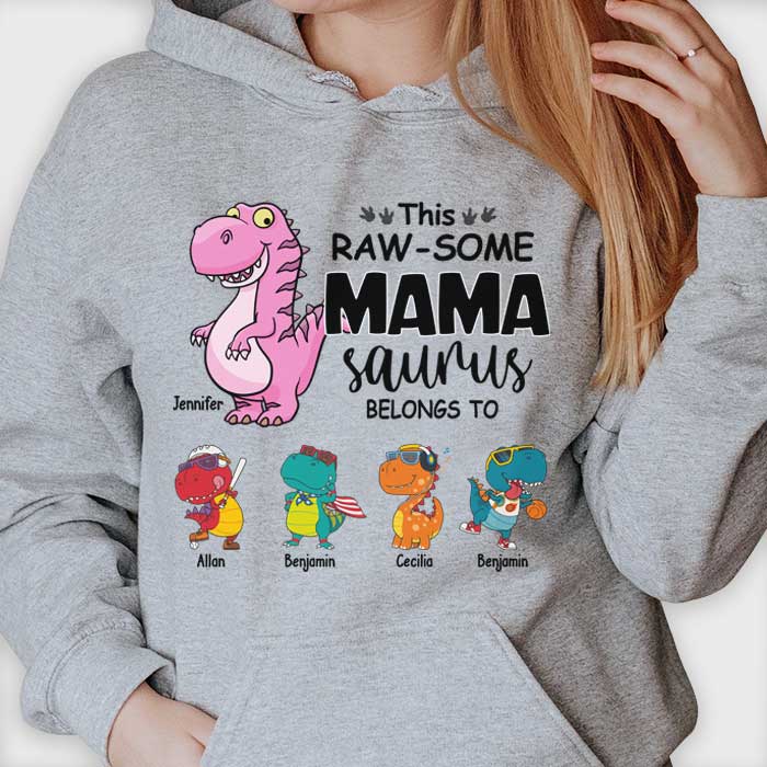 This Rawsome Nanasaurus Belongs To These Kids - Gift For Mom, Grandma - Personalized Unisex T-shirt, Hoodie - Image 2