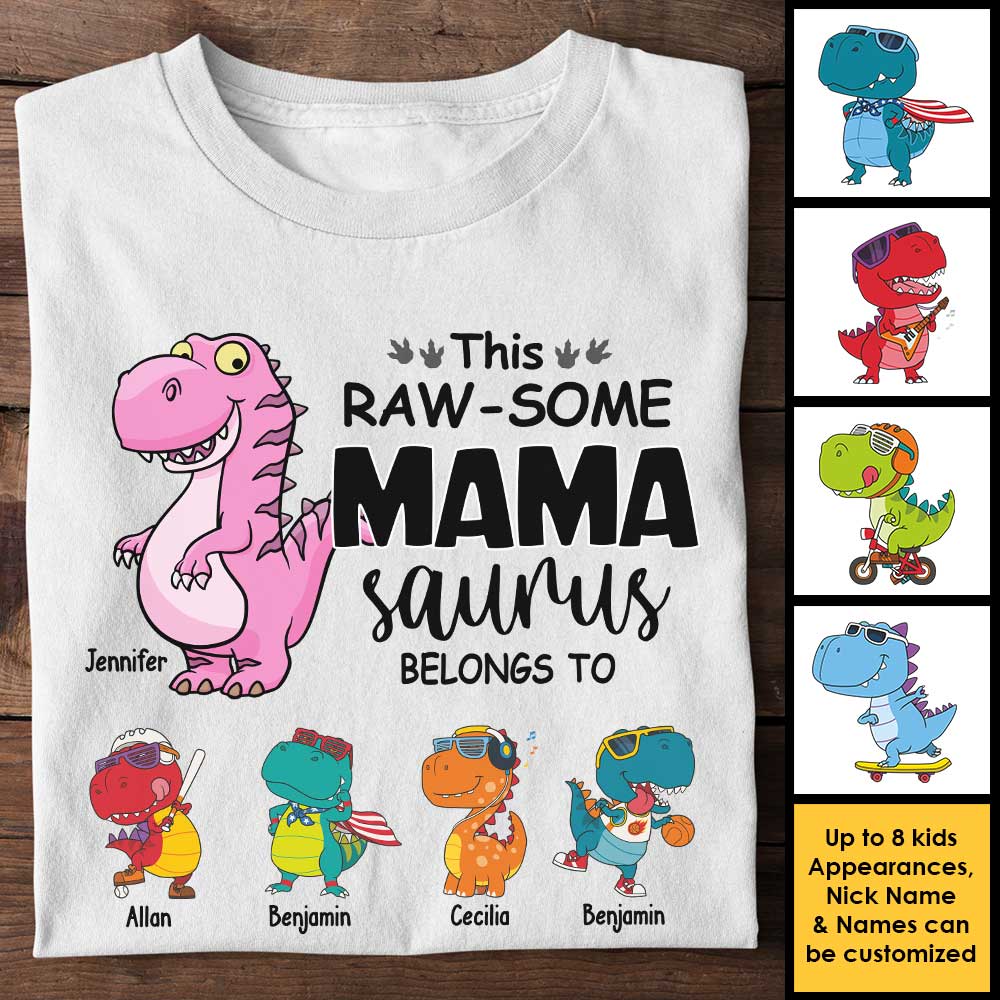 This Rawsome Nanasaurus Belongs To These Kids - Gift For Mom, Grandma - Personalized Unisex T-shirt, Hoodie - Image 3