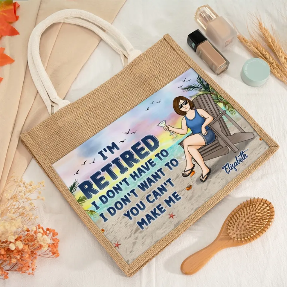 Time For Me To Chill - Family Personalized Custom Tote Gift Bags, Jute Tote Bags, Beach Bags - Gift For Mom, Grandma - Image 4