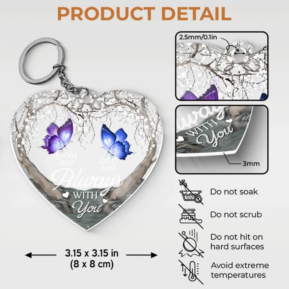 Time Passes, Love Remains - Memorial Personalized Custom Shaped Acrylic Keychain - Sympathy Gift For Family Members - Image 5