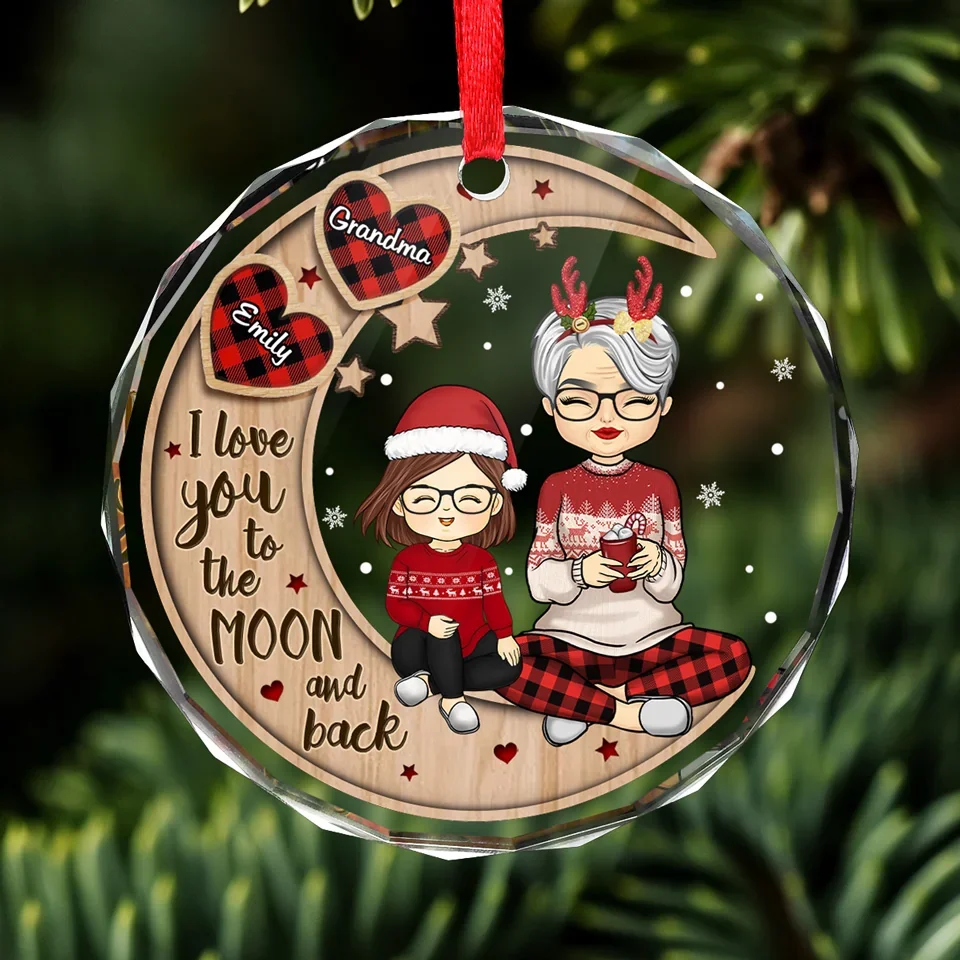 Time Spent With Them Is Always Priceless - Family Personalized Custom Circle Glass Ornament - Christmas Gift For Grandma, Grandpa - Image 3