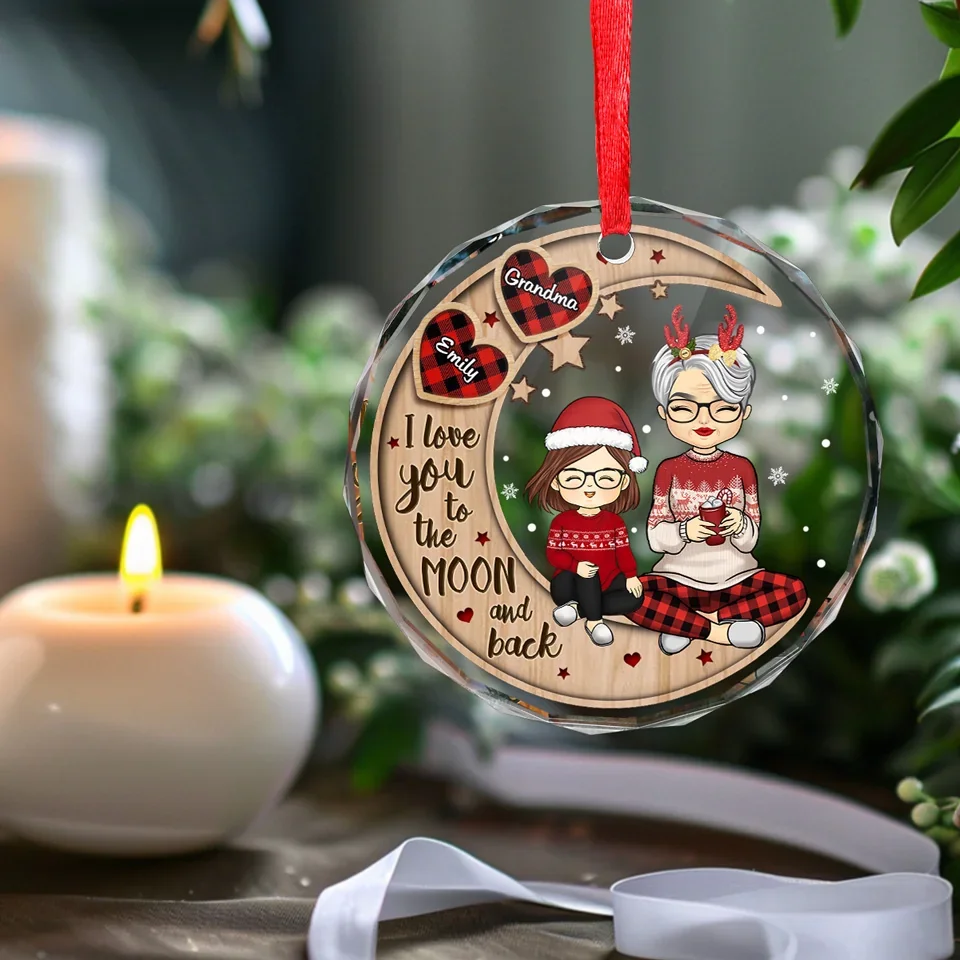 Time Spent With Them Is Always Priceless - Family Personalized Custom Circle Glass Ornament - Christmas Gift For Grandma, Grandpa - Image 5