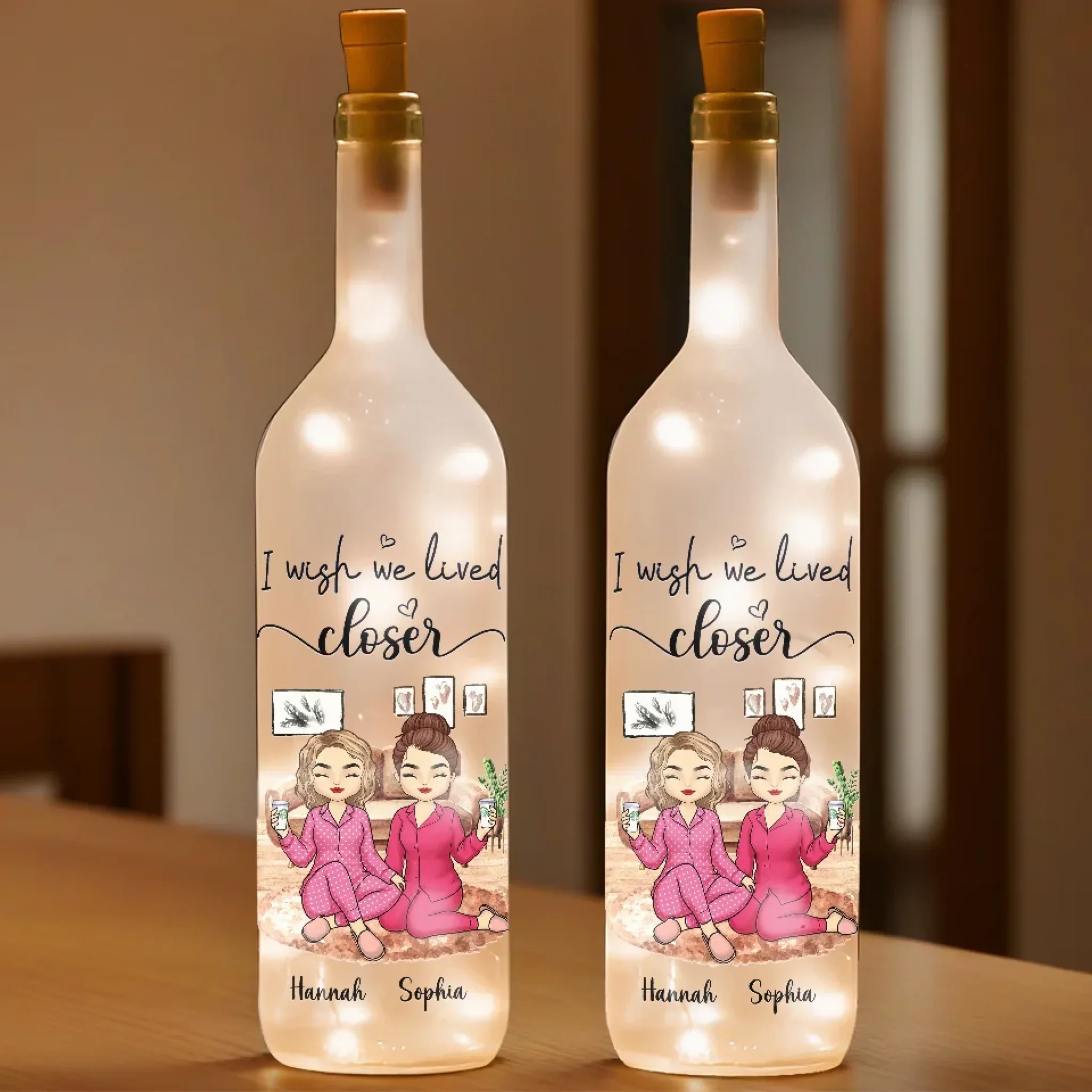Time Together Is Priceless - Bestie Personalized Custom Bottle Lamp - Gift For Best Friends, BFF, Sisters - Image 3