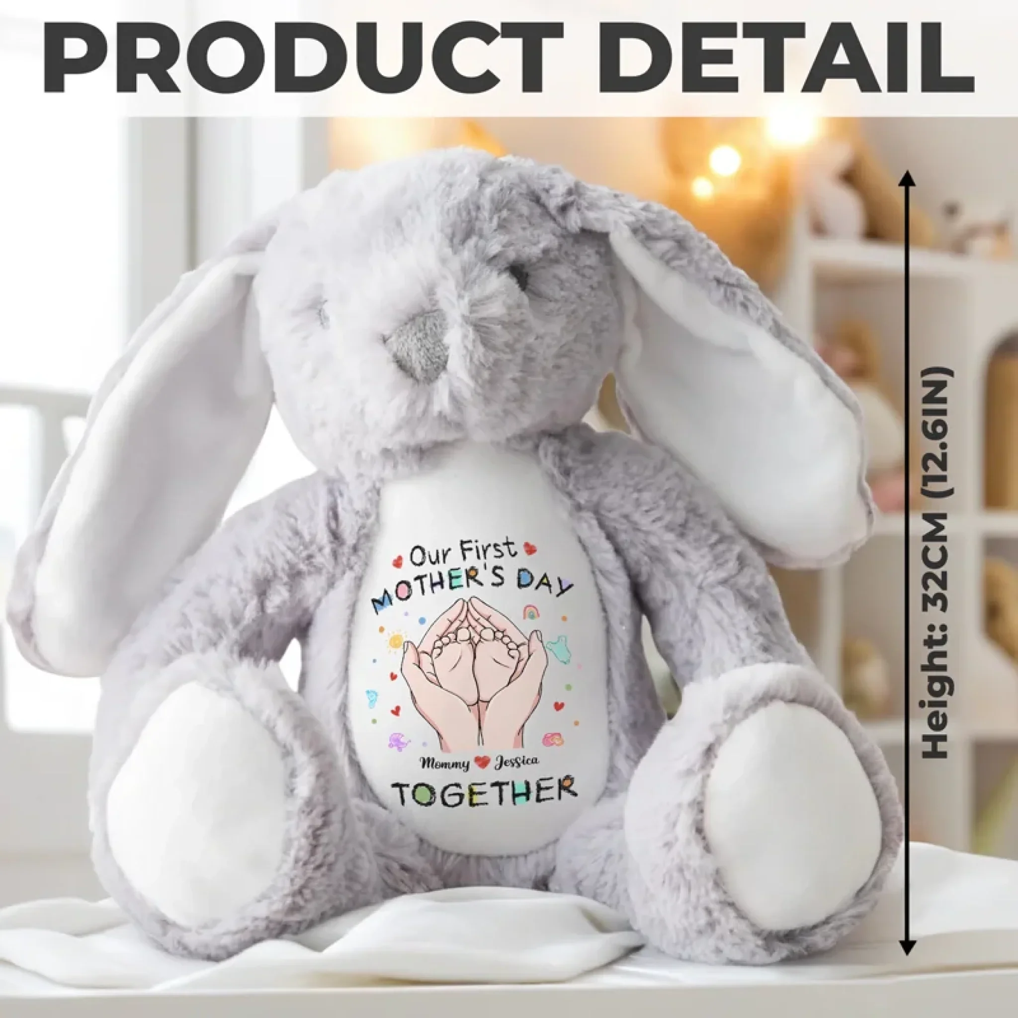 Tiny Feet, Big Love - Family Personalized Custom Easter Bunny Plush - Mother's Day, Baby Shower Gift, Gift For First Mom - Image 8