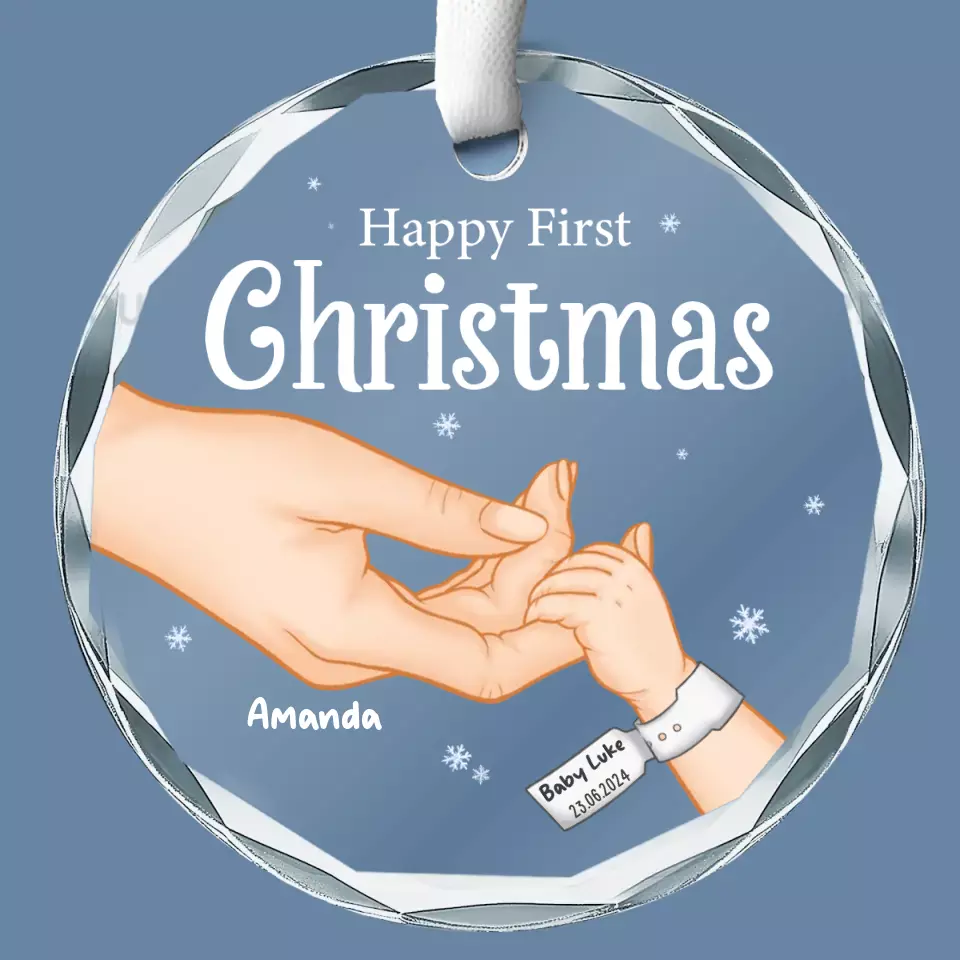 Tiny Hands, Big Dreams - Family Personalized Custom Circle Glass Ornament - Christmas Gift For Baby Kids, Newborn Baby - Image 2