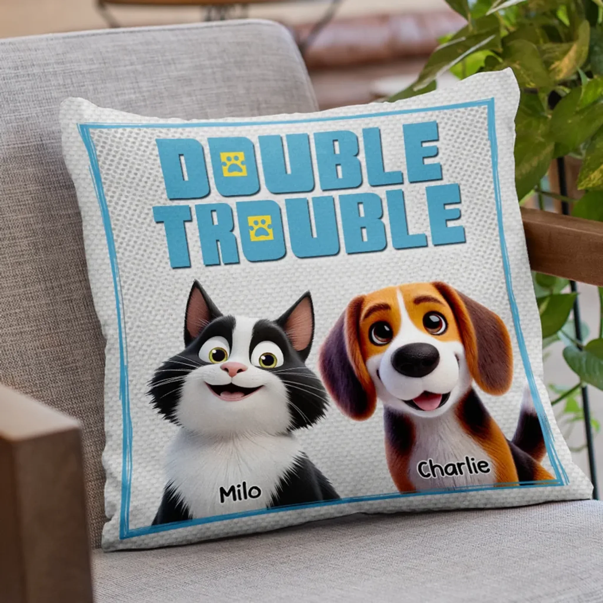 Tiny Paws, Big Trouble - Dog & Cat Personalized Custom Pillow - Gift For Pet Owners, Pet Lovers - Image 3