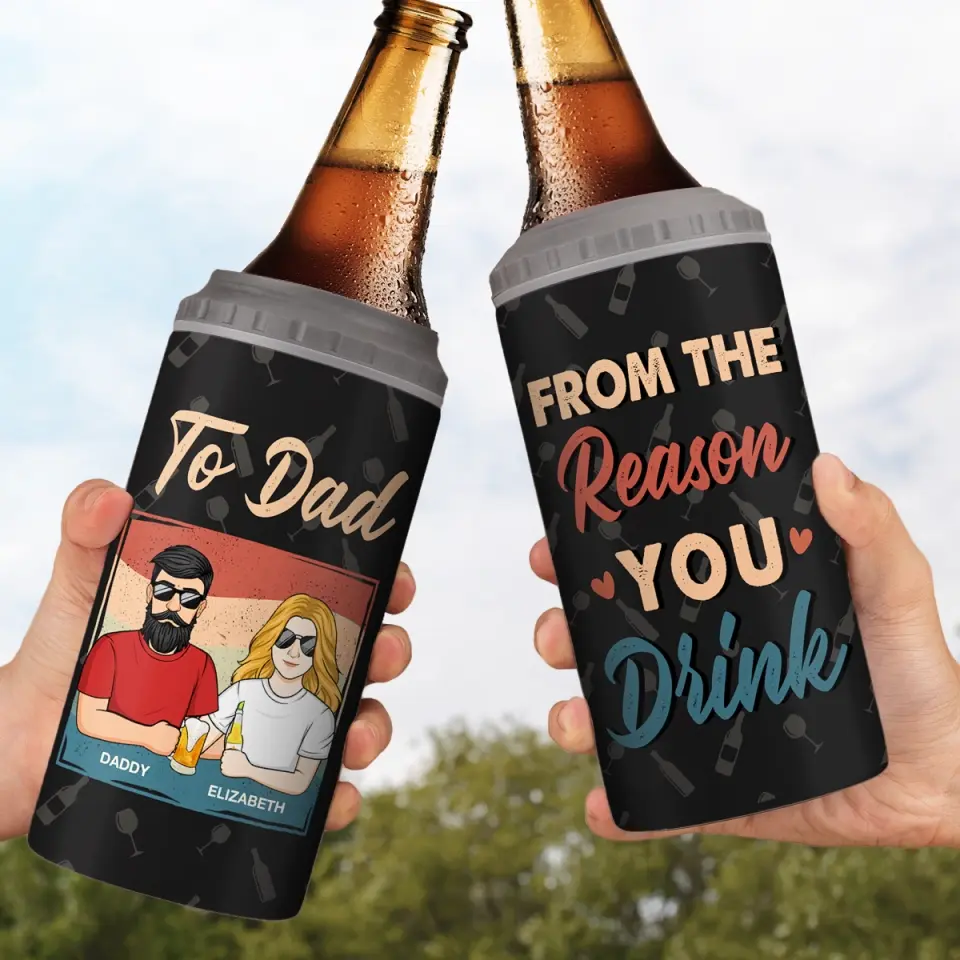 To Dad From The Reasons You Drink - Family Personalized Custom 4 In 1 Can Cooler Tumbler - Father's Day, Gift For Dad, Grandpa - Image 3