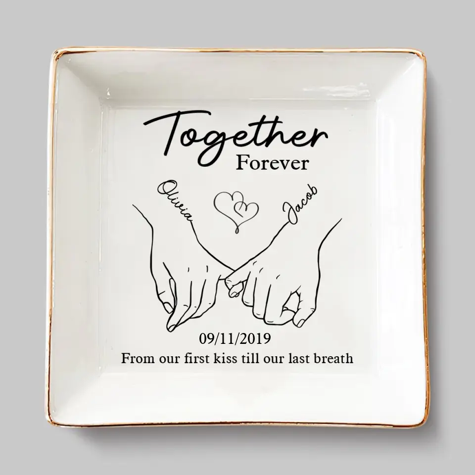To Love, Laughter, And Happily Ever After - Couple Personalized Custom Jewelry Dish - Gift For Husband Wife, Anniversary - Image 2