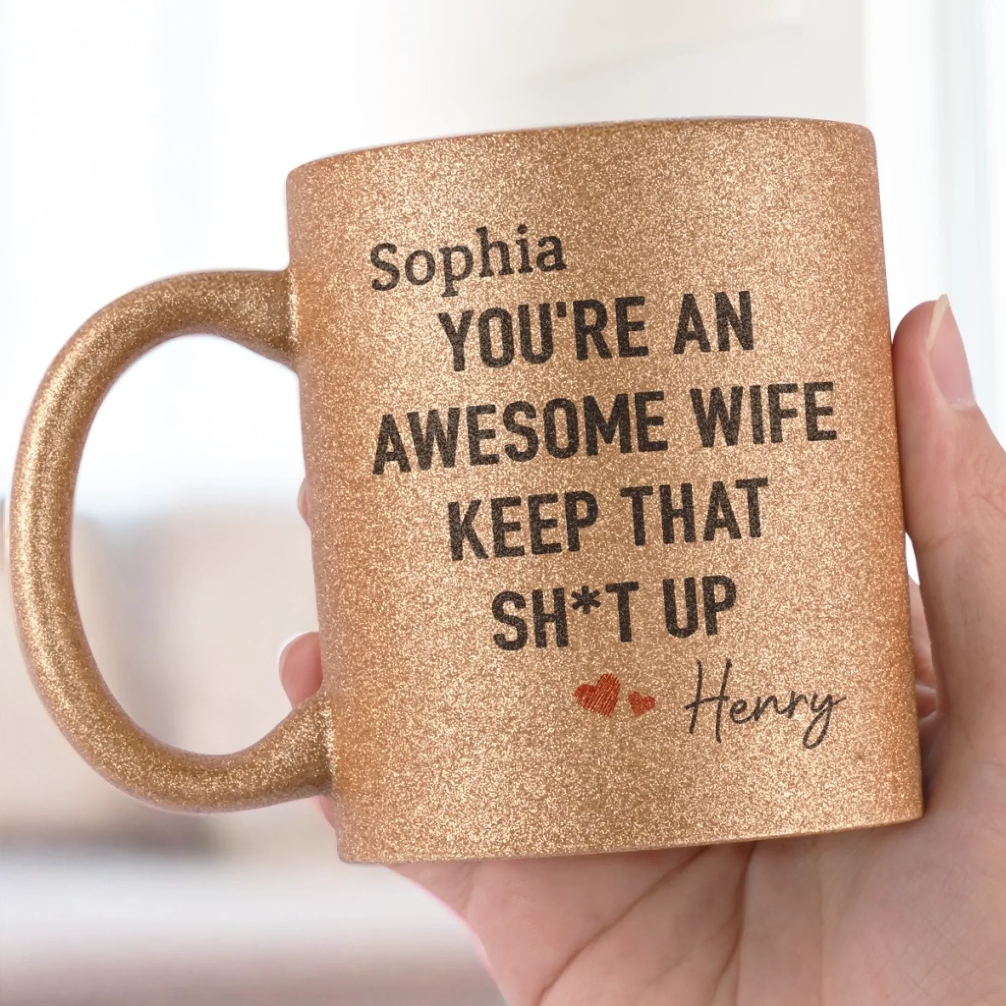 To My Awesome Wife,  You Make Every Day Worthwhile - Couple Personalized Custom Metallic Mug - Gift For Husband Wife, Anniversary - Image 5