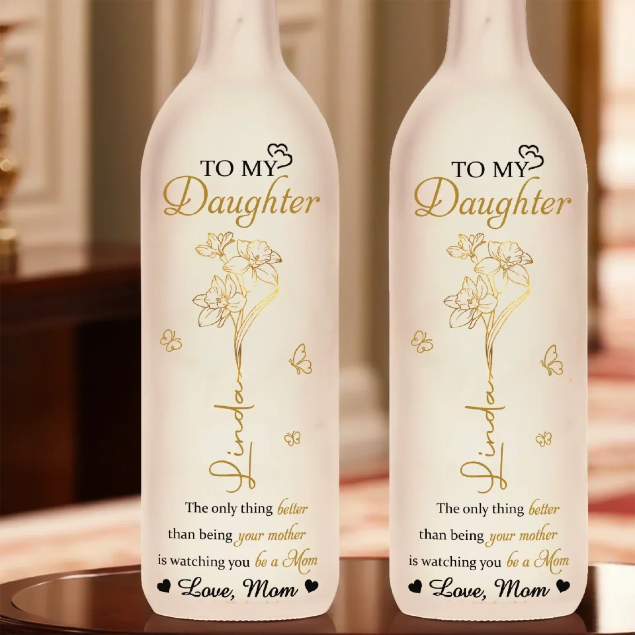 To My Beautiful Daughter - Family Personalized Custom Bottle Lamp - Mother's Day, Gift For Mom, Daughter - Image 4
