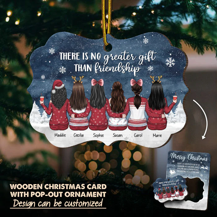 To My Besties Here’s To Another Year Of Us - Personalized Christmas Wooden Card With Pop Out Ornament - Gift For Bestie, Best Friend, Sister, Birthday Gift For Bestie And Friend, Christmas Gift - Image 2