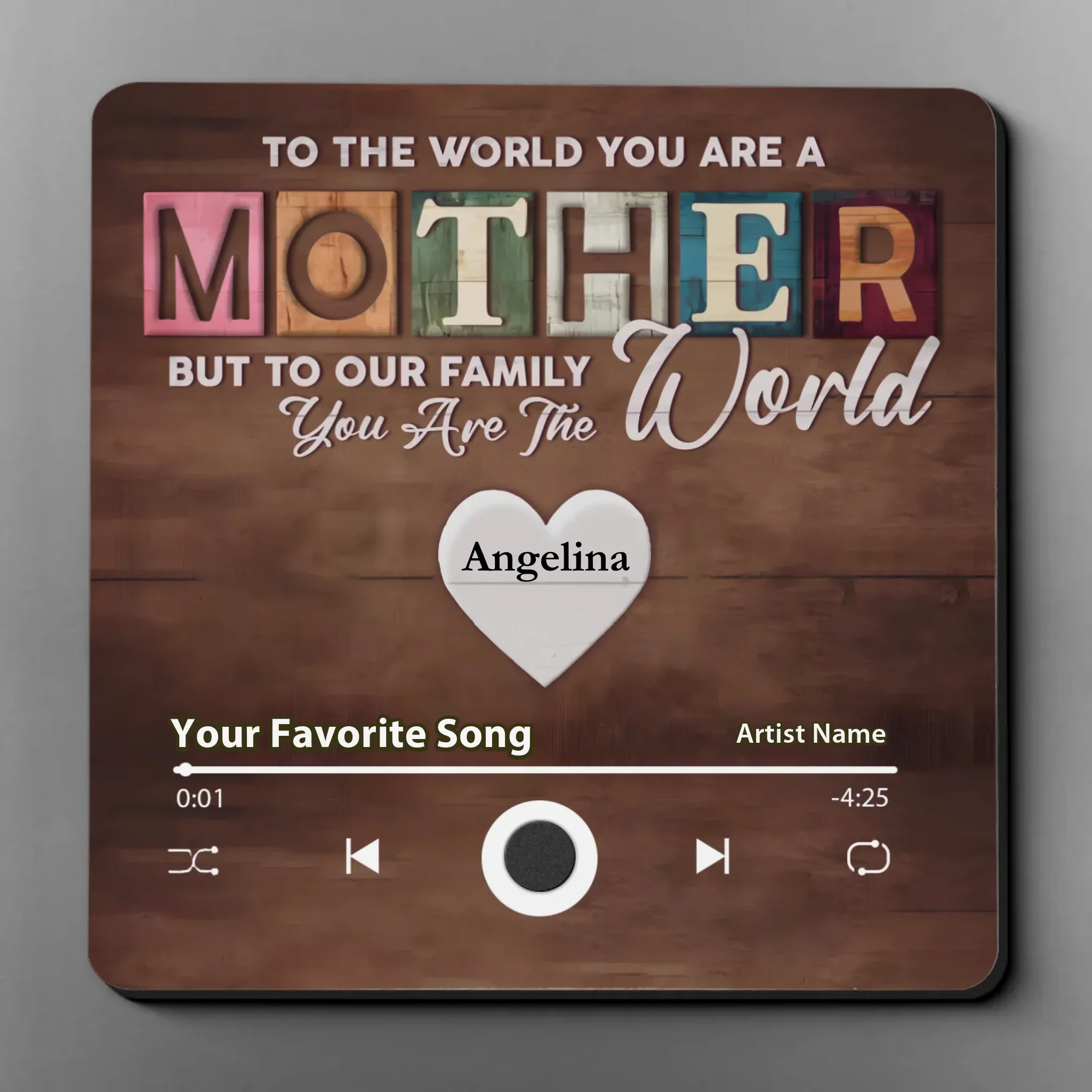 To Our Family, You Are The World - Family Personalized Custom Music Fridge Magnet That Can Play Songs - Mother's Day Gift For Mom, Grandma - Image 2
