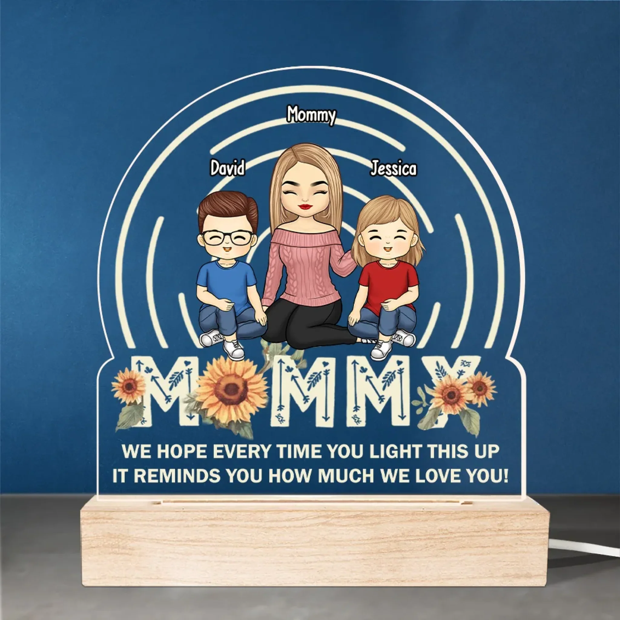 To Our Family, You Are The World - Family  Personalized Custom Shaped Acrylic LED Light - Mother's Day, Gift For Mom - Image 3