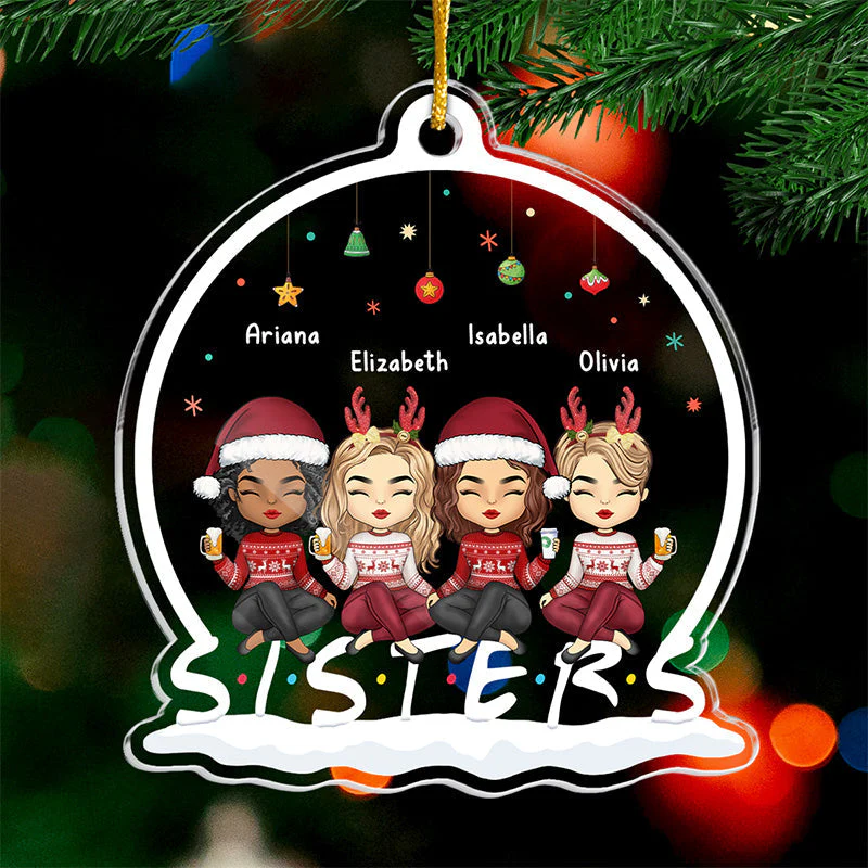 To The Best Sister Ever - Bestie Personalized Custom Ornament - Acrylic Snow Globe Shaped - Christmas Gift For Best Friends, BFF, Sisters - Image 2