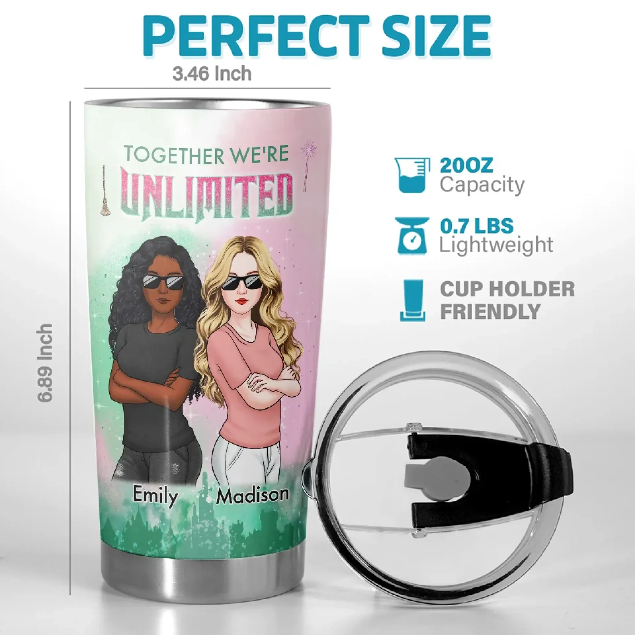 To The Moon And Beyond, Bestie - Bestie Personalized Custom Tumbler - Gift For Best Friends, BFF, Sisters - Image 3