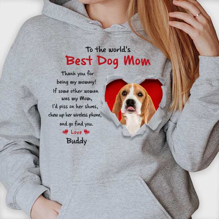 To The World's Best Dog Parents - Upload Image, Gift For Dog Lovers - Personalized Unisex T-shirt, Hoodie - Image 3