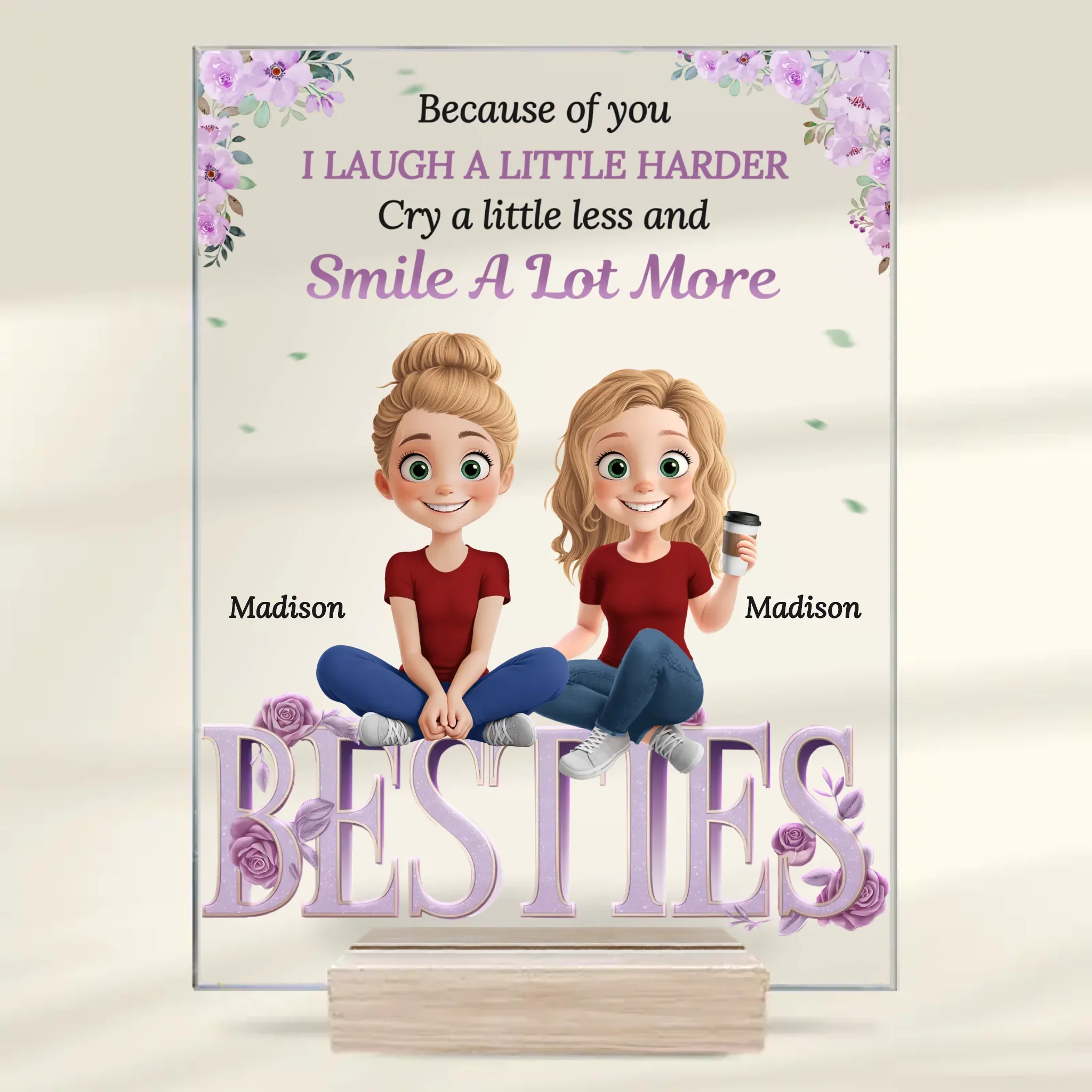Together, Always Stronger - Bestie Personalized Custom Rectangle Shaped Acrylic Plaque - Gift For Best Friends, BFF, Sisters - Image 2