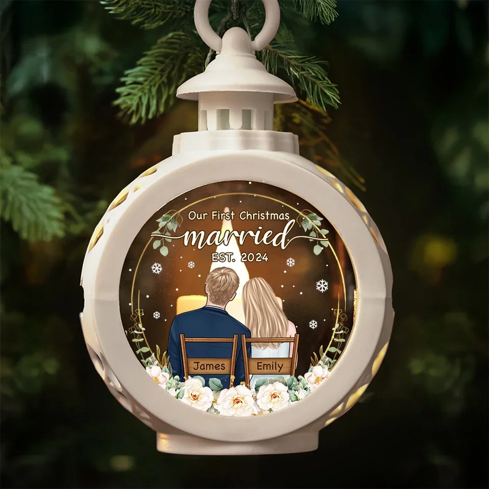 Together For Our First Christmas - Couple Personalized Custom Candlelight Lantern Ornament - Christmas Gift For Husband Wife, Anniversary, First Christmas - Image 5