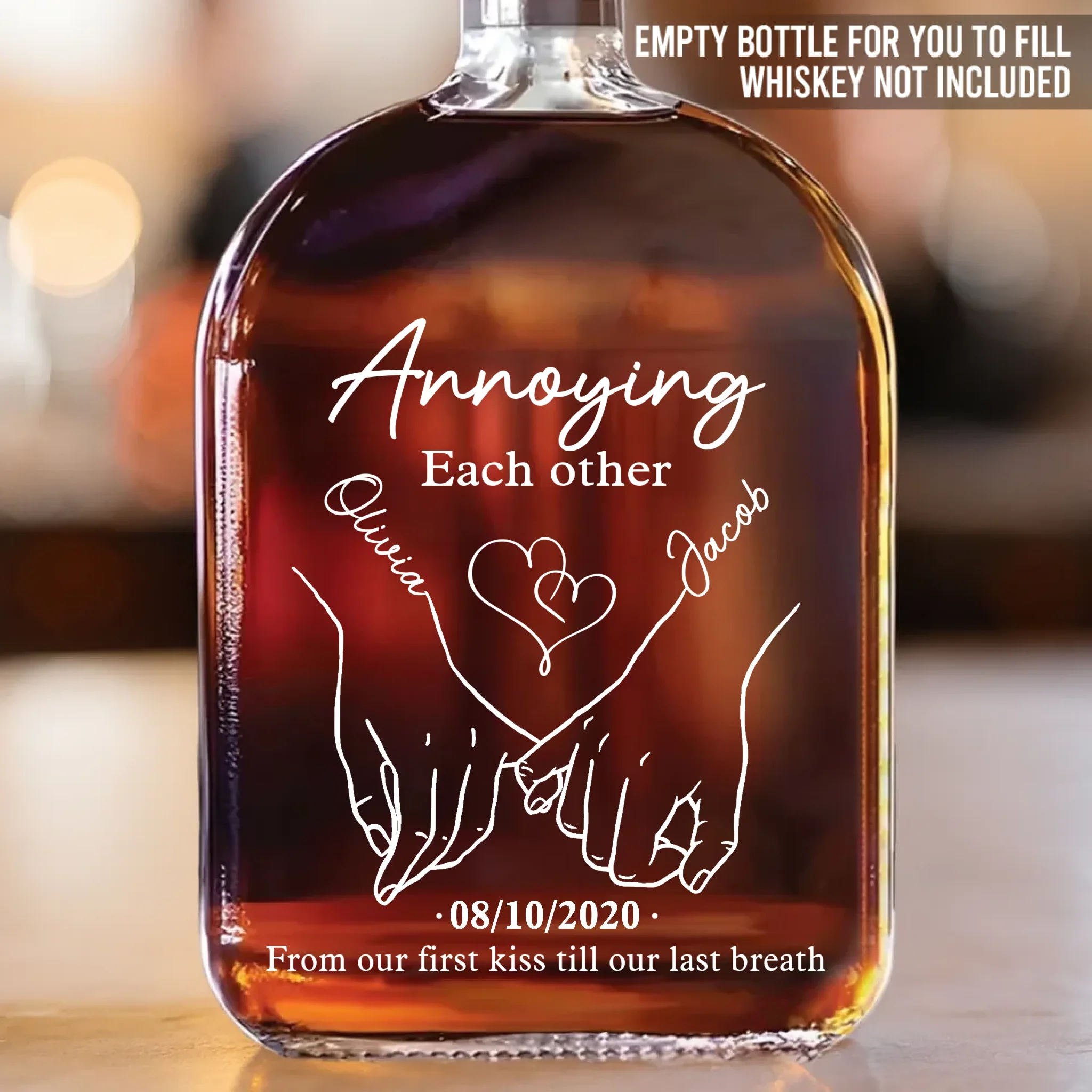 Together Forever - Couple Personalized Custom Whiskey Bottle - Gift For Husband Wife, Anniversary - Image 2