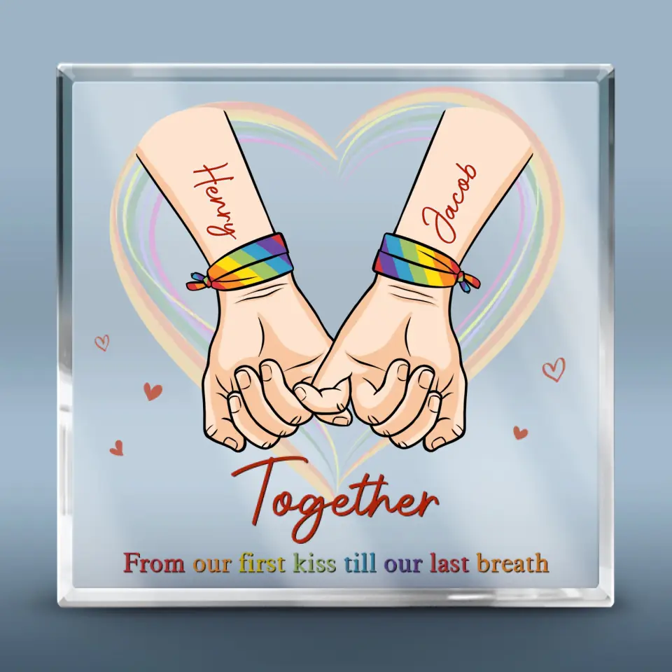 Together From Our First Kiss Till Our Last Breath - Couple Personalized Custom Square Shaped Acrylic Plaque - Gift For Husband Wife, Anniversary, LGBTQ+ - Image 2