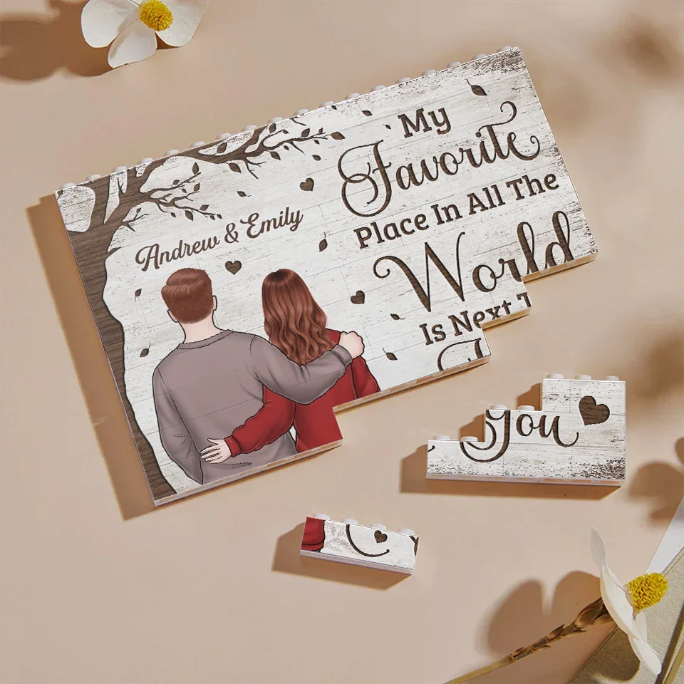 Together Is A Wonderful Place To Be - Couple Personalized Custom Horizontal Rectangle Shaped Building Brick Blocks - Gift For Husband Wife, Anniversary - Image 3