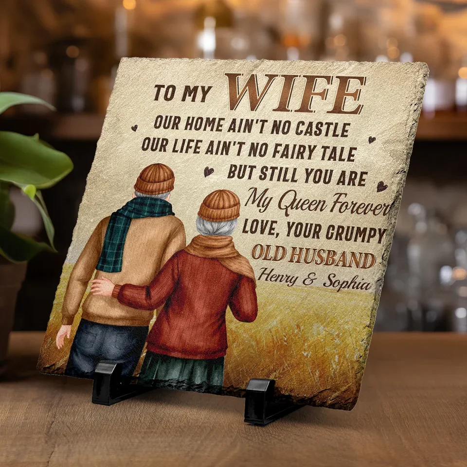 Together Is A Wonderful Place To Be - Couple Personalized Custom Square Shaped Stone With Stand - Gift For Husband Wife, Anniversary - Image 3