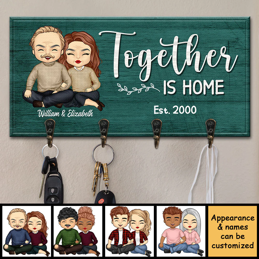 Together Is Home - Personalized Key Hanger, Key Holder - Gift For Couples, Husband Wife - Image 3