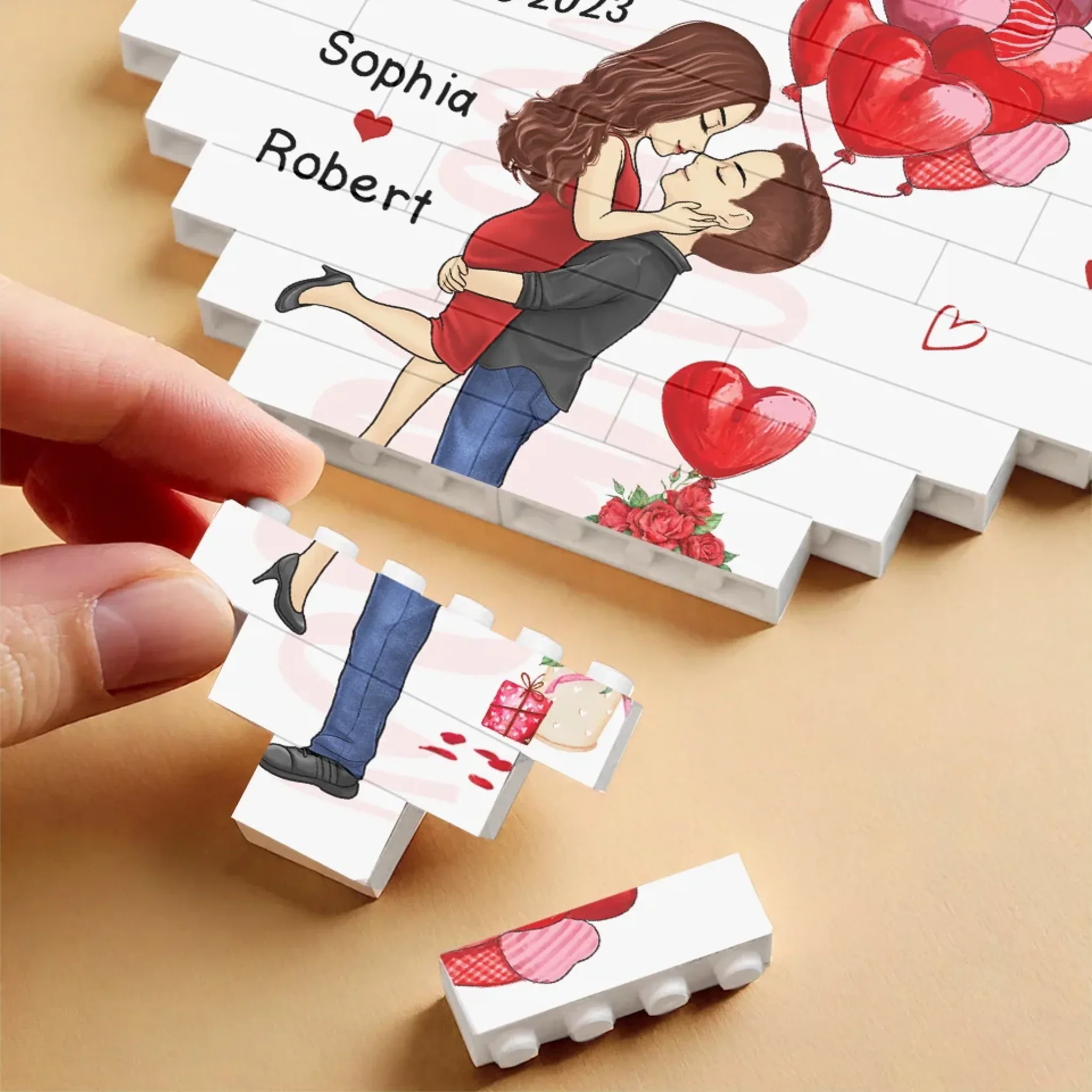 Together Is My Favorite Place To Be - Couple Personalized Custom Heart Shaped Building Brick Blocks - Gift For Husband Wife, Anniversary - Image 4