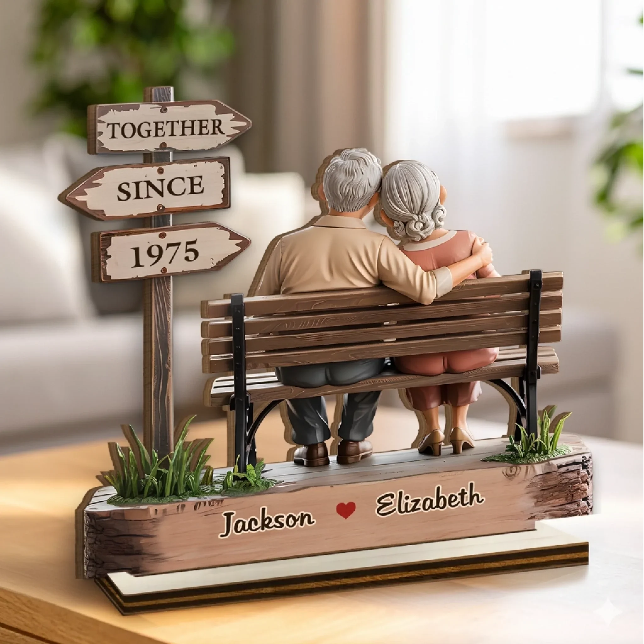 Together Is My Favorite Place To Be - Couple Personalized Custom Shaped 2-Layered Wooden Plaque With Flat Stand - House Warming Gift For Husband Wife, Anniversary - Image 3