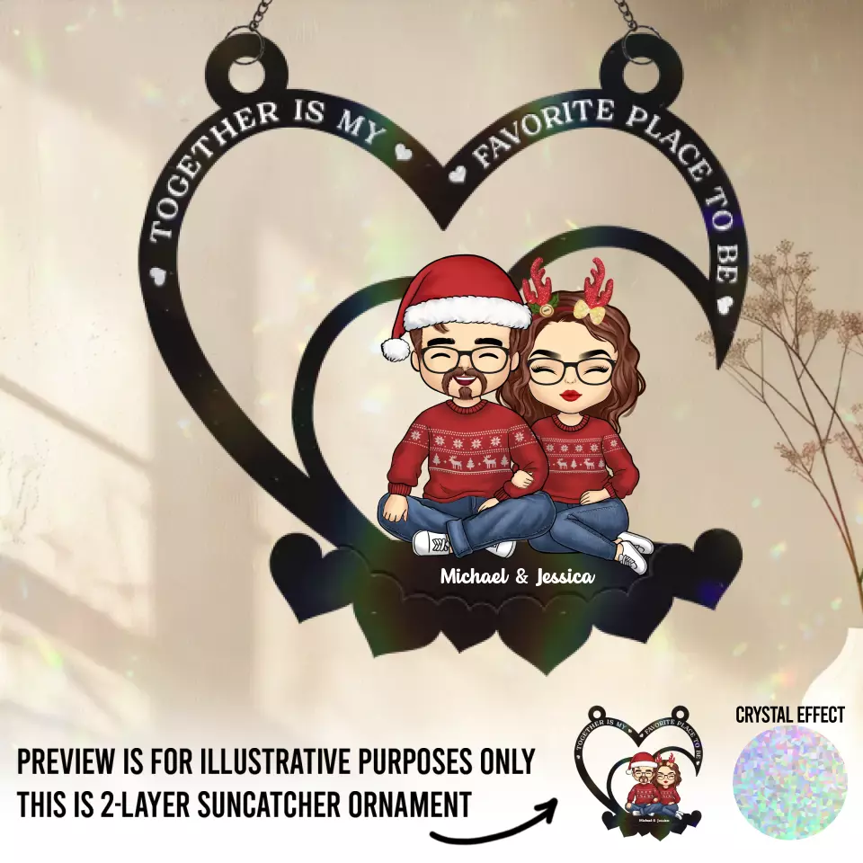 Together Is My Favorite Place To Be - Couple Personalized Window Hanging Suncatcher - Gift For Husband Wife, Anniversary - Image 2
