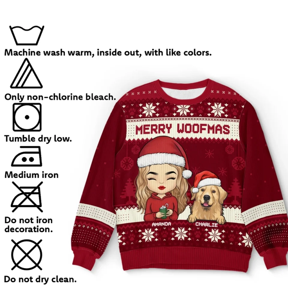 Together Is Our Favorite Place To Be This Christmas - Dog & Cat Personalized Custom Ugly Sweatshirt - Unisex Wool Jumper - Christmas Gift For Pet Owners, Pet Lovers - Image 6