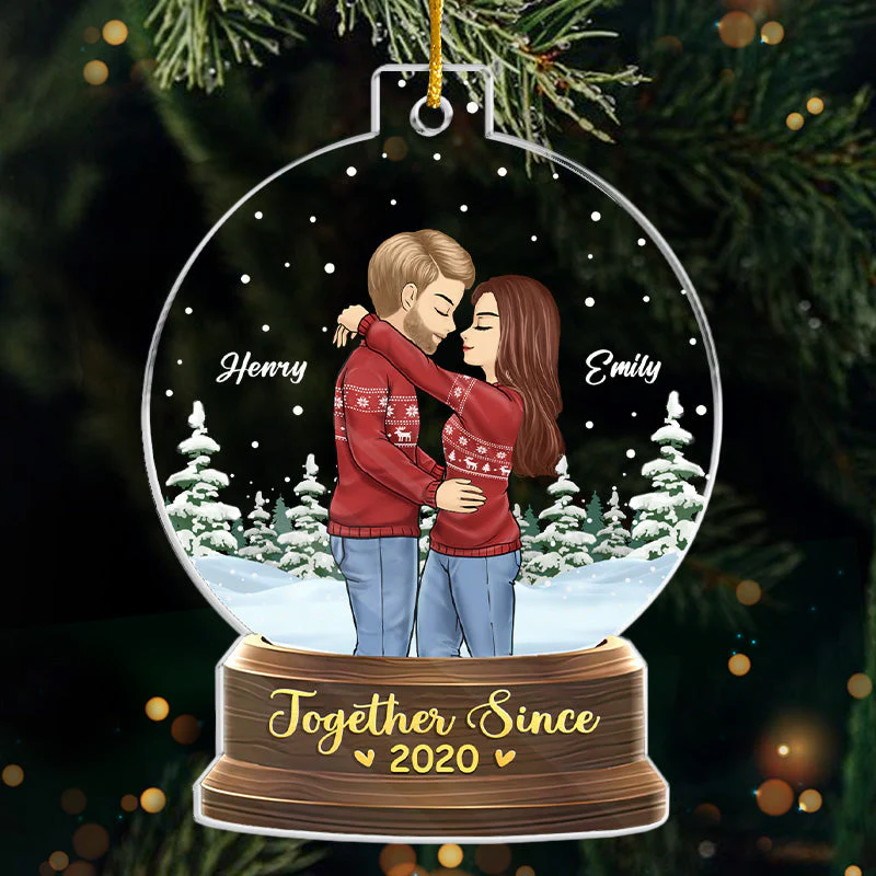 Together Till The End - Couple Personalized Custom Ornament - Acrylic Snow Globe Shaped - Christmas Gift For Husband Wife, Anniversary - Image 2