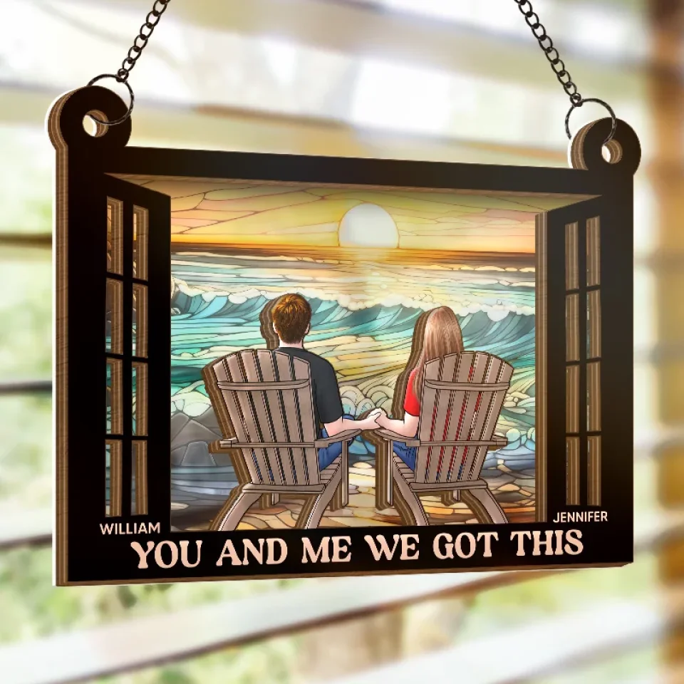 Together We Build A Life We Love - Couple Personalized Window Hanging Suncatcher - Gift For Husband Wife, Anniversary - Image 4