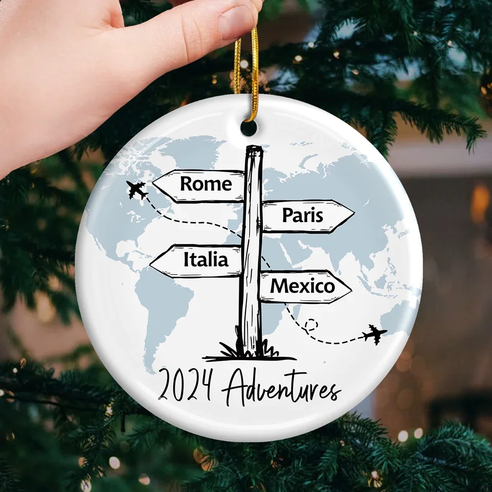 Travel All Around The World - Travel Personalized Custom Ornament - Ceramic Round Shaped - Christmas Gift For Family Members, Gift For Adventure Travel Lovers - Image 3