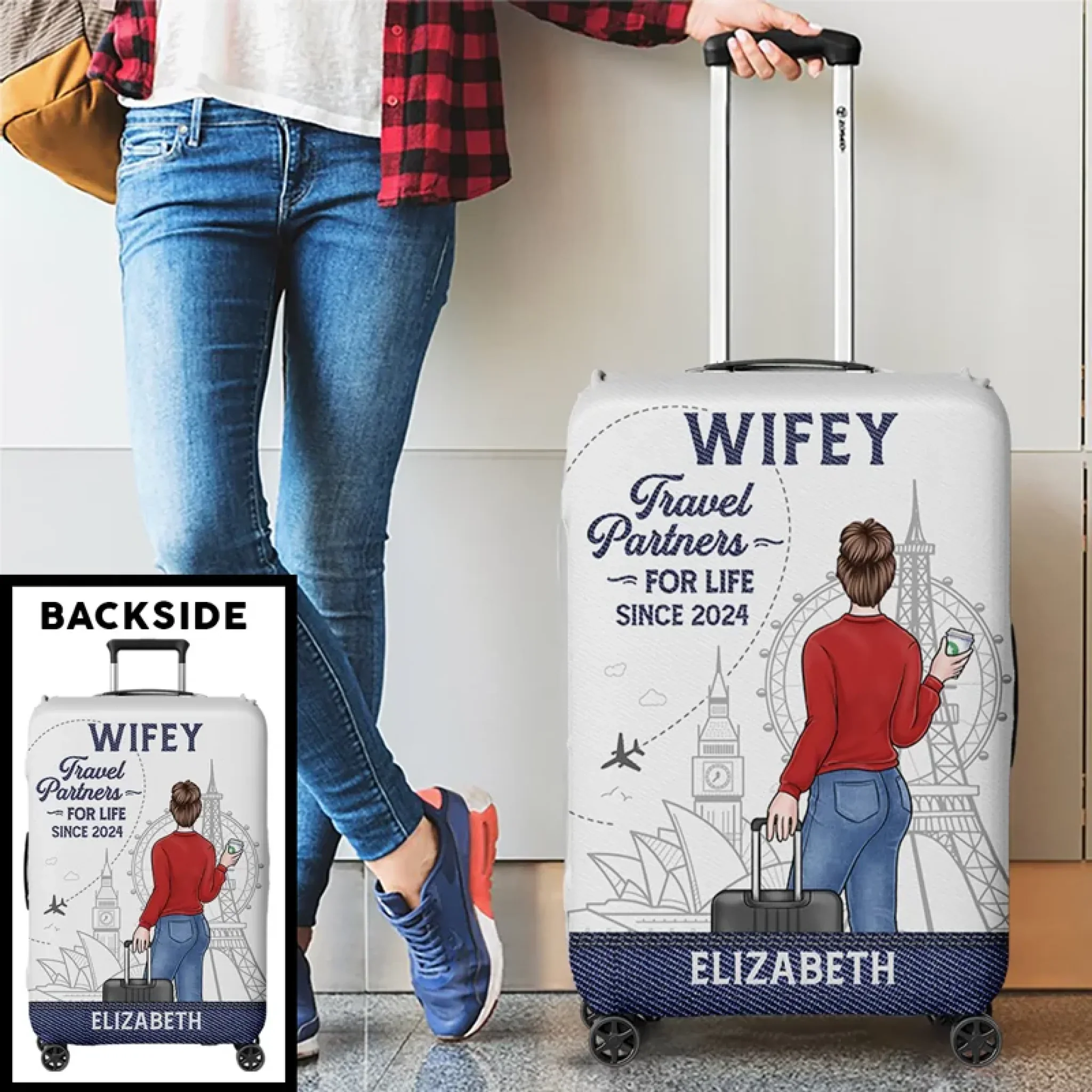 Travel Far, Love Deep - Travel Personalized Custom Luggage Cover - Summer Vacation Gift For Adventure Travel Lovers, Husband Wife, Anniversary - Image 4