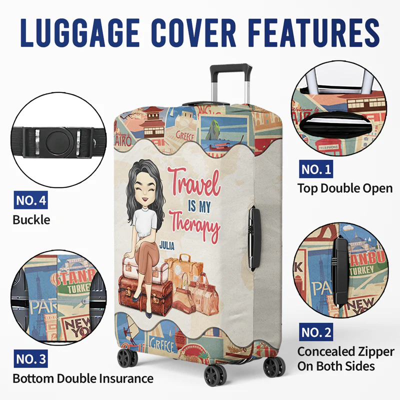 Travel Is My Therapy - Personalized Luggage Cover - Image 4