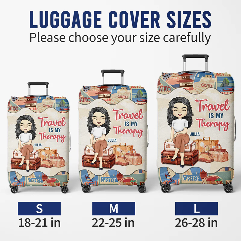 Travel Is My Therapy - Personalized Luggage Cover - Image 5