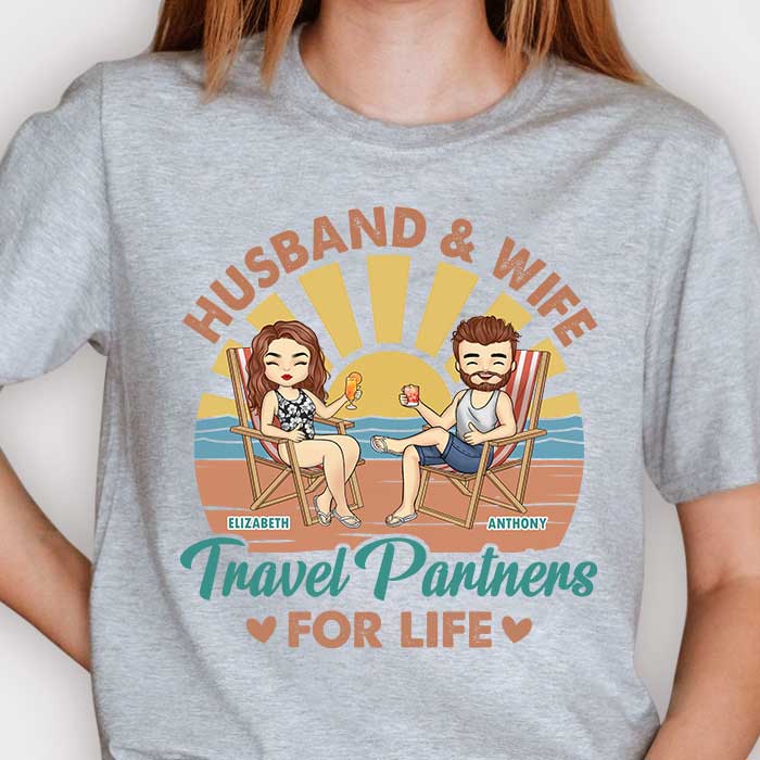 Travel Partners For Life - Personalized Unisex T-shirt, Hoodie - Gift For Couples, Husband Wife - Image 2