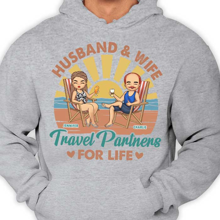 Travel Partners For Life - Personalized Unisex T-shirt, Hoodie - Gift For Couples, Husband Wife - Image 3