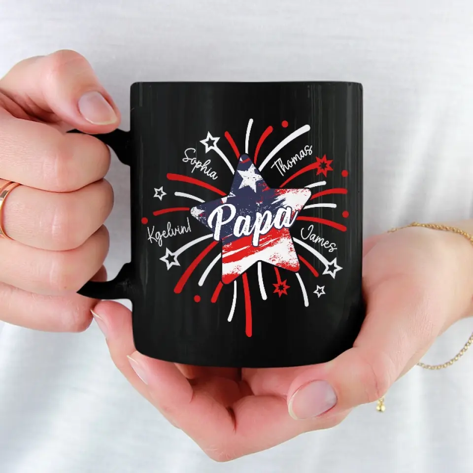 Treasured Person In Our World - Family Personalized Custom Black Mug - Gift For Dad, Grandpa - Image 3