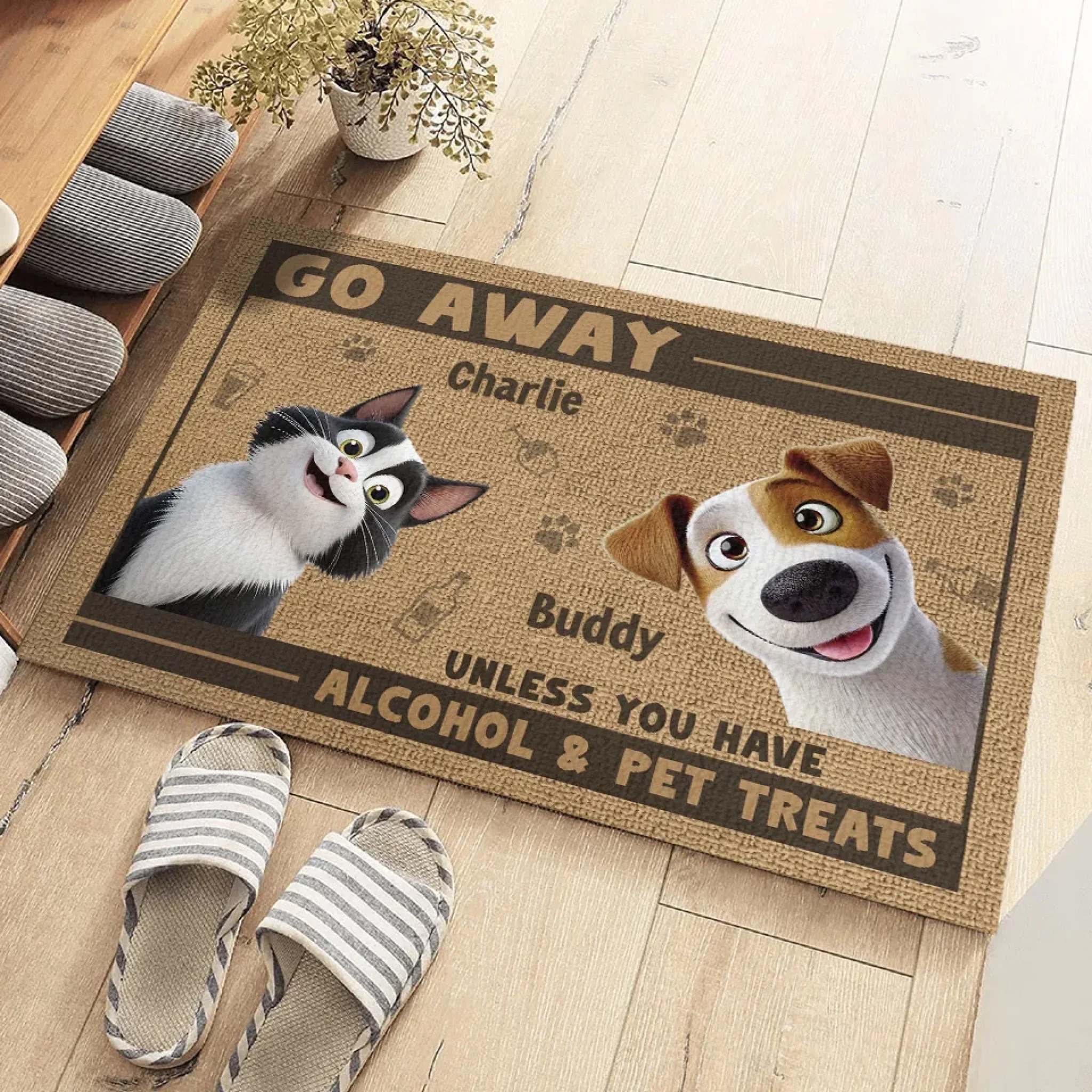 Treats Or Be Gone - Dog & Cat Personalized Custom Home Decor Decorative Mat - House Warming Gift For Pet Owners, Pet Lovers - Image 3