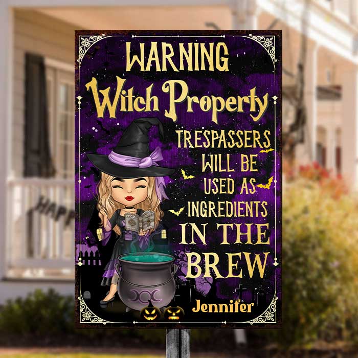 Trespassers Will Be Used As Ingredients In The Brew - Personalized Witch Metal Sign - Gift For Witches, Gift For Yourself, Halloween Gift - Image 2