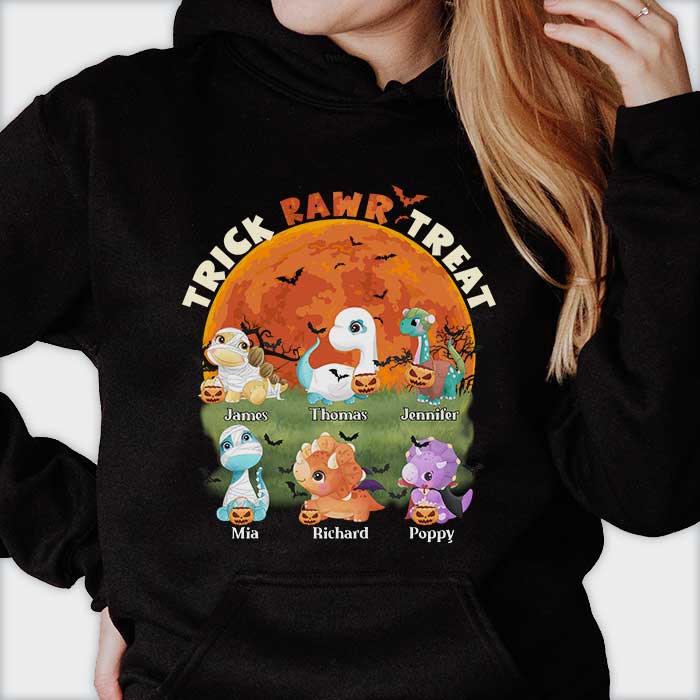 Trick Rawr Treat - Personalized Unisex T-shirt, Hoodie, Sweatshirt - Gift For Family Members, Halloween Gift - Image 2