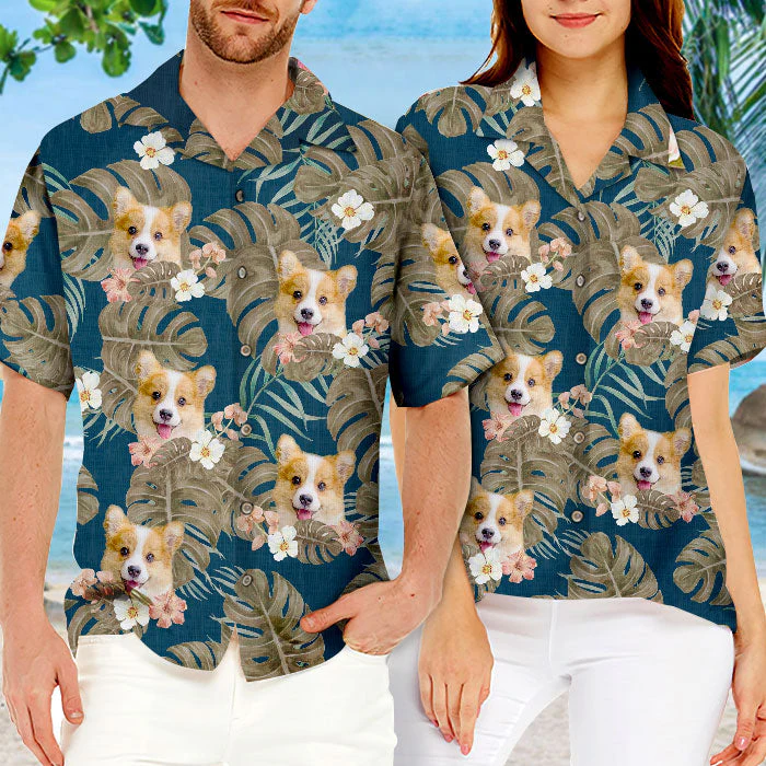 Tropical Leaves And Pet - Dog & Cat Personalized Custom Unisex Hawaiian Shirt - Upload Image, Dog Face, Cat Face - Summer Vacation Gift, Gift For Pet Owners, Pet Lovers - Image 5