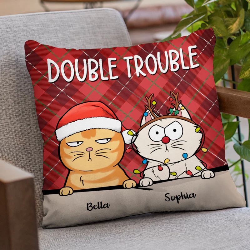 Trouble Makers - Dog & Cat Personalized Custom Pillow - Christmas Gift For Pet Owners, Pet Lovers - Image 2