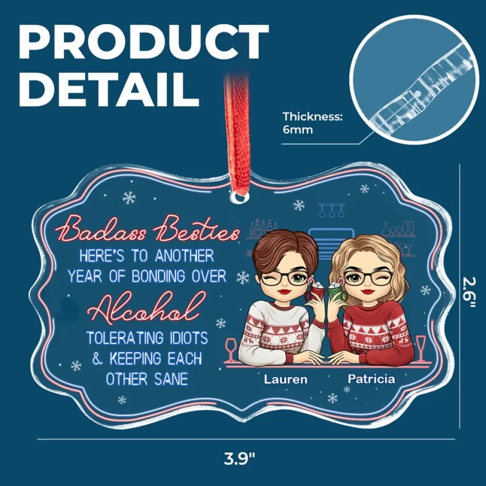 True Friends Are Always Together In Spirit - Bestie Personalized Custom Benelux Glass Ornament - Christmas Gift For Best Friends, BFF, Sisters - Image 5