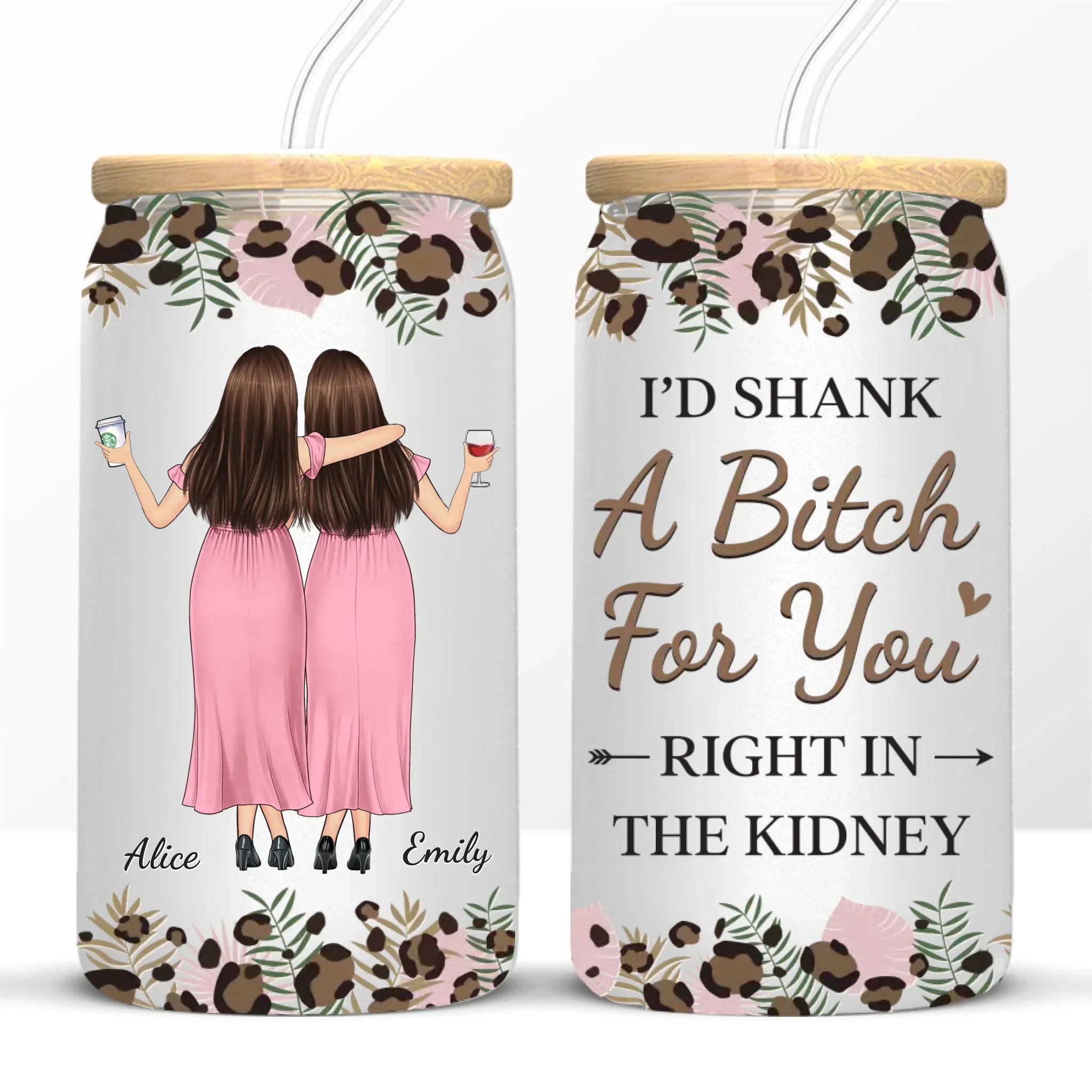 True Friends Are Always Together In Spirit - Bestie Personalized Custom Glass Cup, Iced Coffee Cup - Gift For Best Friends, BFF, Sisters - Image 6